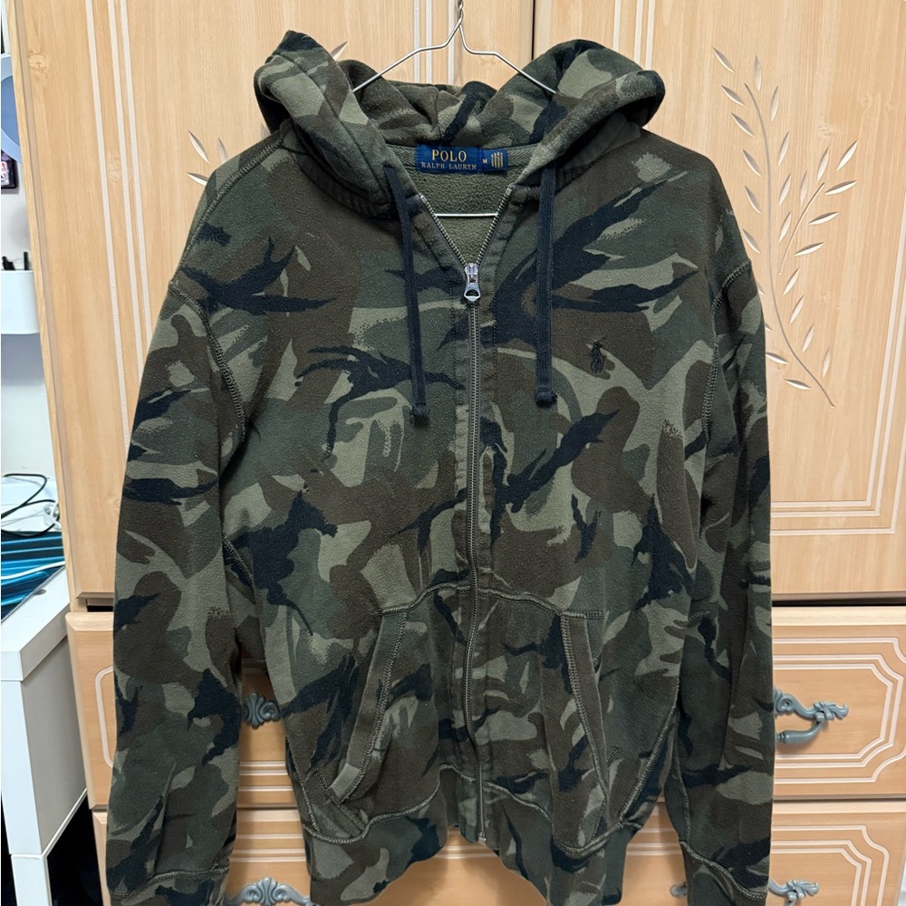 Ralph Lauren Men's Green Camouflage Hoodie Jacket